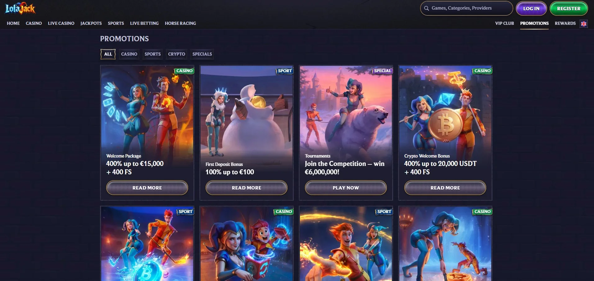 Lolajack slots library and game selection